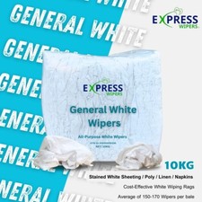 White Cleaning Rags Cotton-Rich General Wiping Cloths and Wipers - 10kg Bale