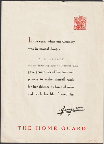 Home guard certificate - home, of