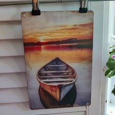 Rowing Boat On Water Sunset