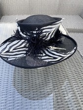 Pip Hackett Debenhams Designer Black White Feather Special Occasions Hat