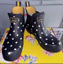 Joules Women Short Height Printed Wellibob Wellies-  Navy Spots - adults 8