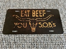 Western Eat Beef Novelty Car/Truck License Plate. New. 12x6 Inch.