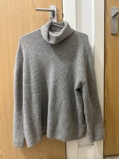 Grey Ribbed Roll Neck Jumper