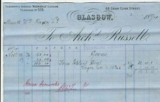Arch.d Russell 1894 Gt Clyde St Glasgow Splint Coal Wagon Hire Invoice Ref 40906