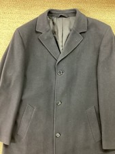 Mens Marks & Spencer XL 44-46 Dark Navy Blue Coat Crombie Overcoat VGC