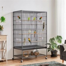 52'' Large Bird Cage with Rolling Stand and Trays for Finch, Cockatiel, Lovebird