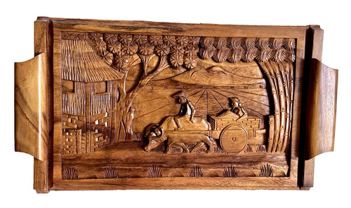 Teak wooden tray hand - teak,