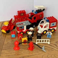 Lego Duplo Fire Engines, Ambulance, Firemen Figures Water Hydrants