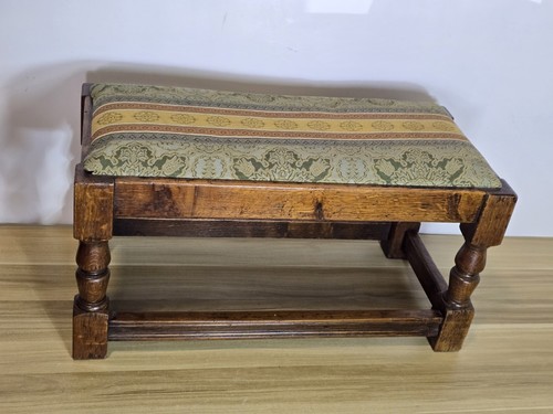 Vintage oak footstool 1950 - vintage,