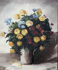 Vintage French Floral Oil on