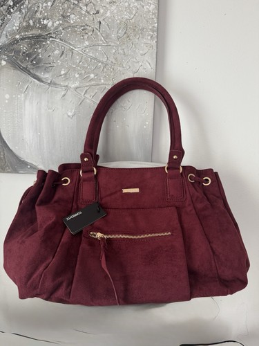 Burgundy suede effect - suede, handbag