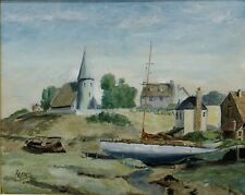 Vintage, Landscape, Seascape, Sail boat, Oil Painting, Yacht Signed Reyner 86