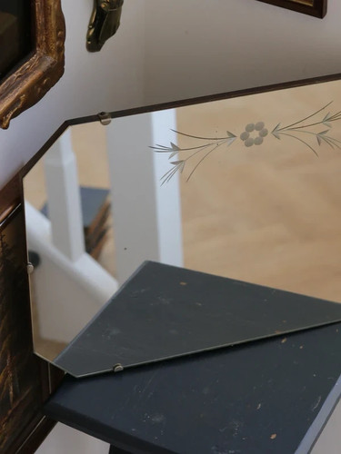 Mirror vintage etched glass - vintage,