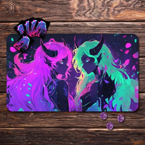 Playmat for mtg neon girls - -,