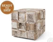 Cowhide Ottoman/ Pouf - Brindle Light - 18x18x19"