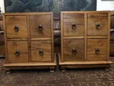 AFFORDABLE! PAIR OF VINTAGE ELM DWARF CHEST OF DRAWERS. SIDE OR BEDSIDE TABLES