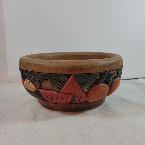 Vtg wooden fruit - wooden, bowl