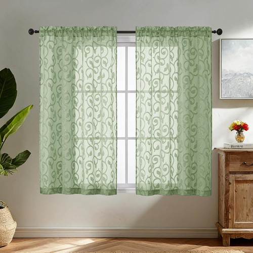 Sage green sheer - green, voile