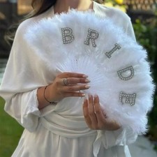 Bride Feather Fan Pearl