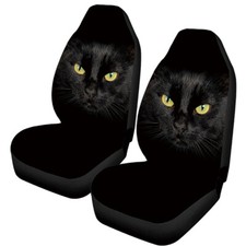 2 Front Car Seat Covers Black Breathable High Back Seat Protector Accessories