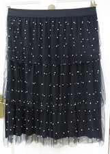 Marks & Spencer, Navy Blue Net Mesh and Pearls on a layered Skirt, size 18, vgc