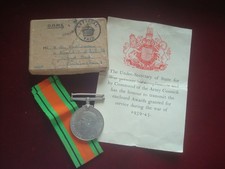 WW2 1939/45 DEFENCE MEDAL MR H G ROBINSON WARD END BIRMINGHAM