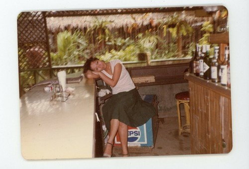Bored female bartender - , on