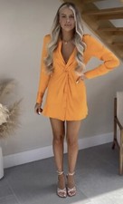 Zara ORANGE SATIN Knot Dress