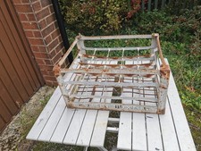 Antique Metal Milk Bottle Crate Mortens Dairy Buxton Galvanised L?k!!! 