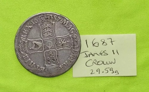 1687 silver crown coin - 1687,