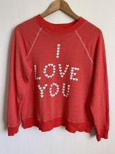 WILDFOX I Love You Hearts Red Sweatshirt Pullover Jumper Size XS