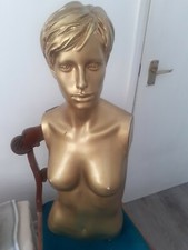 Vintage Model Display Sprayed Gold Lady Bust head clothe top t shirt display