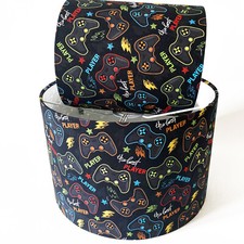 Black Gaming Gamer Fabric Ceiling Light Shade & Table Lampshade in 2 sizes