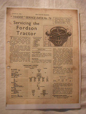 1939 STANDARD FORDSON 'N' VINTAGE TRACTOR 'TRADER' SERVICE DATA BOOKLET (COPY)