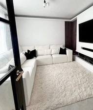 Boris Corner Sofa Set In Cream Teddy Fabric with Cushions New In Packaging