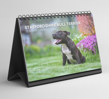 Staffordshire Bull Terrier Desk Calendar 2026-2027: Standing Flip Desk Calendar