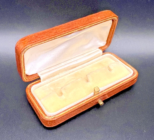Vintage brown tooled - brown, faux