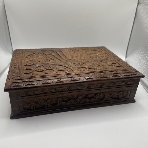 Carved wooden box - wooden, wood