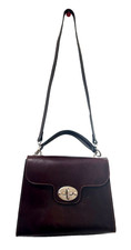 Women style dark brown leather shoulder bag,  a structured, classic design