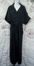 Simply Be Jumpsuit Black Size 20 Work Smart Dark Academia Tie Waist Short Sleeve