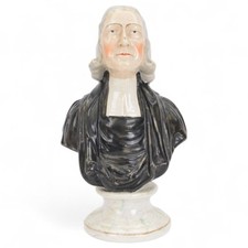 Antique  Staffordshire Pottery Bust of John Wesley 19th century Victorian 29cm