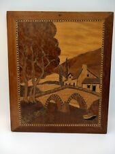 Marquetry house country tree