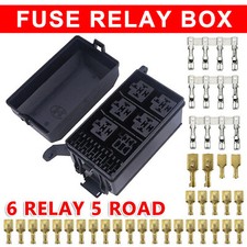 Universal Car Fuse Relay Box 6 Relay 12 Slots Trunk Marine ATC/ATO Block Holder.