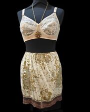 Vintage Vtg 1970s 70s Brown Lace Janet Reger Silk Floral Half Slip Petticoat S
