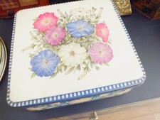 Vintage Crawfords Square Biscuit Tin Decorated With Convolvulus Morning Glory