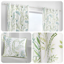Fusion FERNWORTHY Green 100% Cotton Eyelet Curtains & Cushions