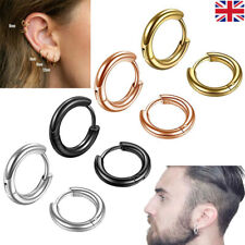 Pair Small Thin Hoop Earrings Stainless Steel Hinged Women Men Earrings 8mm-18mm