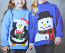 (351) Knitting Pattern- Children's DK Christmas Jumper/Sweaters Age 1 - 11 Years