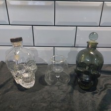 Job Lot - Crystal Head Skull Vodka Bottle 70cl & Green Skull Decanters