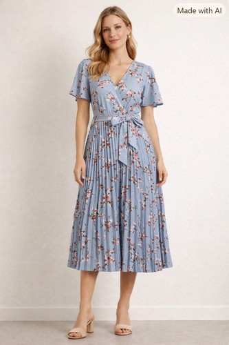 New womens pleated midi dress - new,